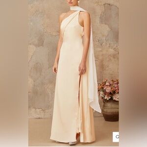 Thérèse neutral scarf-design satin maxi dress - Miss Rosier